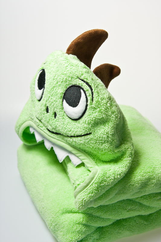 Dino Hooded Cotton Turkish Towel: Bath Towel for Little Kids