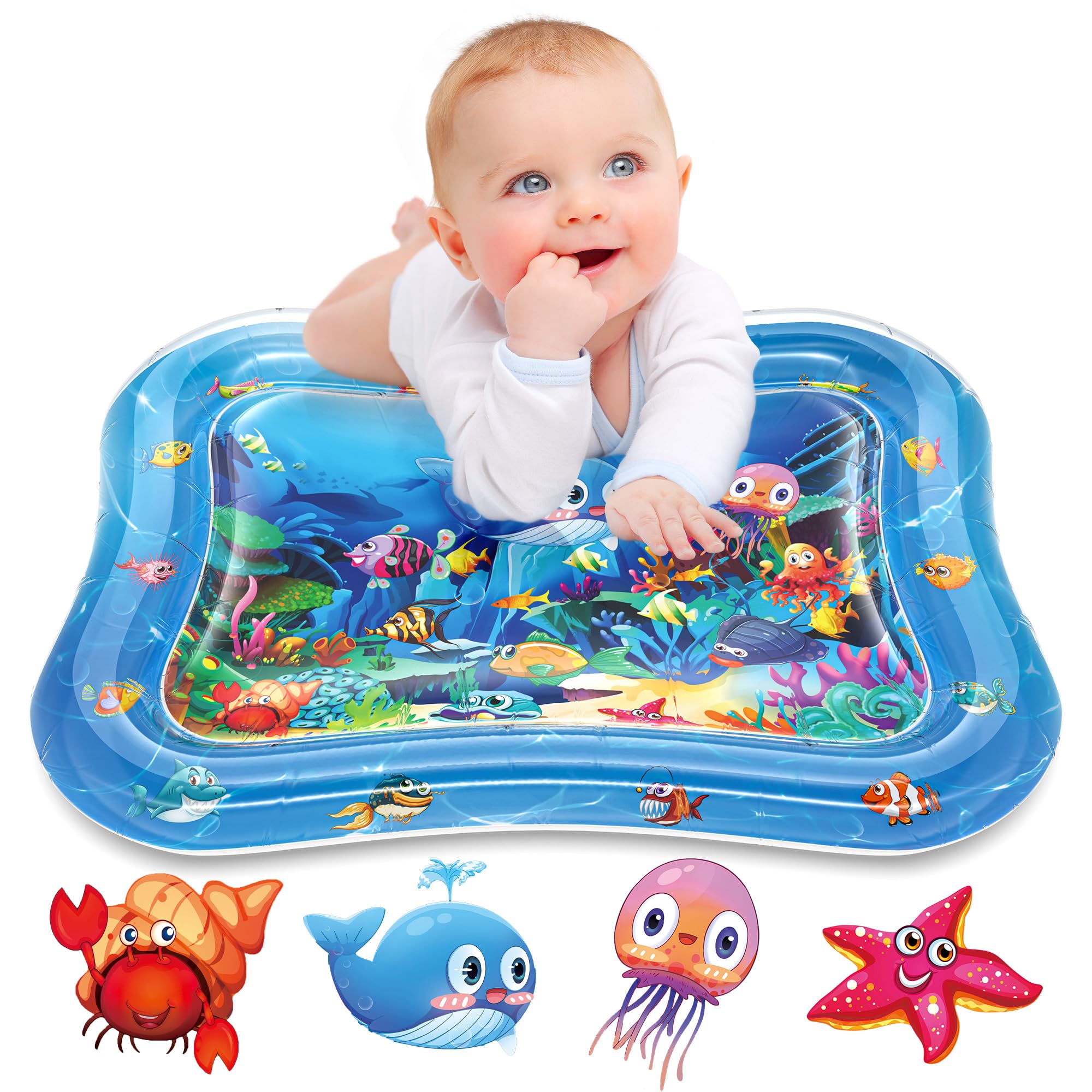 inflatable tumyy time mat with smiling baby