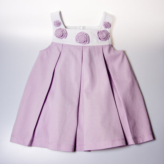 Sleeveless Rose Petal Baby Dress – Elegant Cotton Dress for 12–24 Months